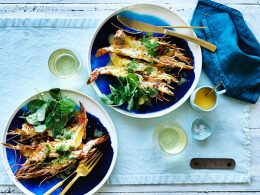 Grilledjumboprawns butterfliedchampagnebeurre blanc